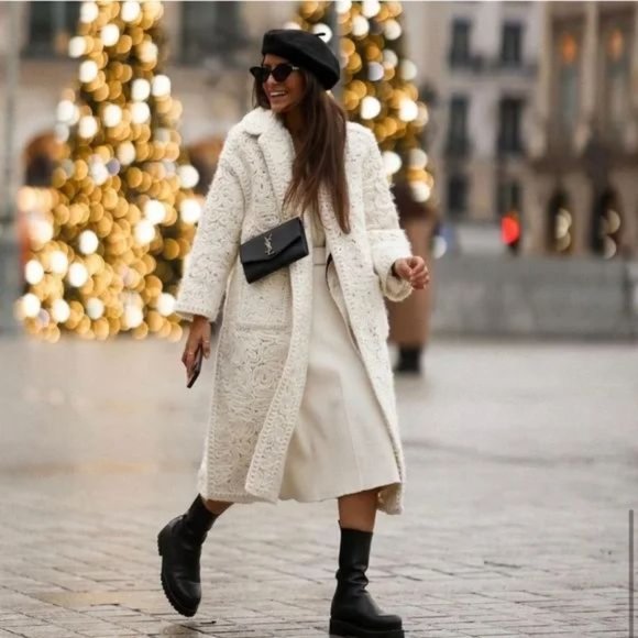 RARE ZARA STRUCTURED WOOL BLEND KNIT COAT - Picture 9 of 16